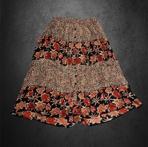 Vintage Mary jayne buttondown floral polkadot midi fall broom skirt